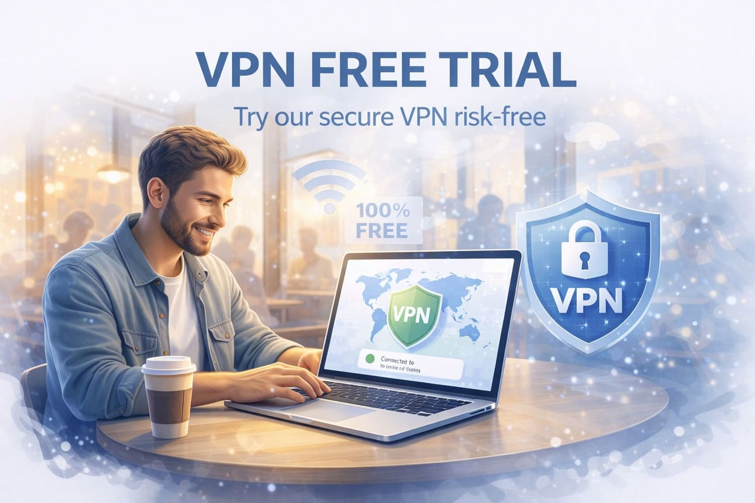nord vpn free trial app interface secure connection on laptop