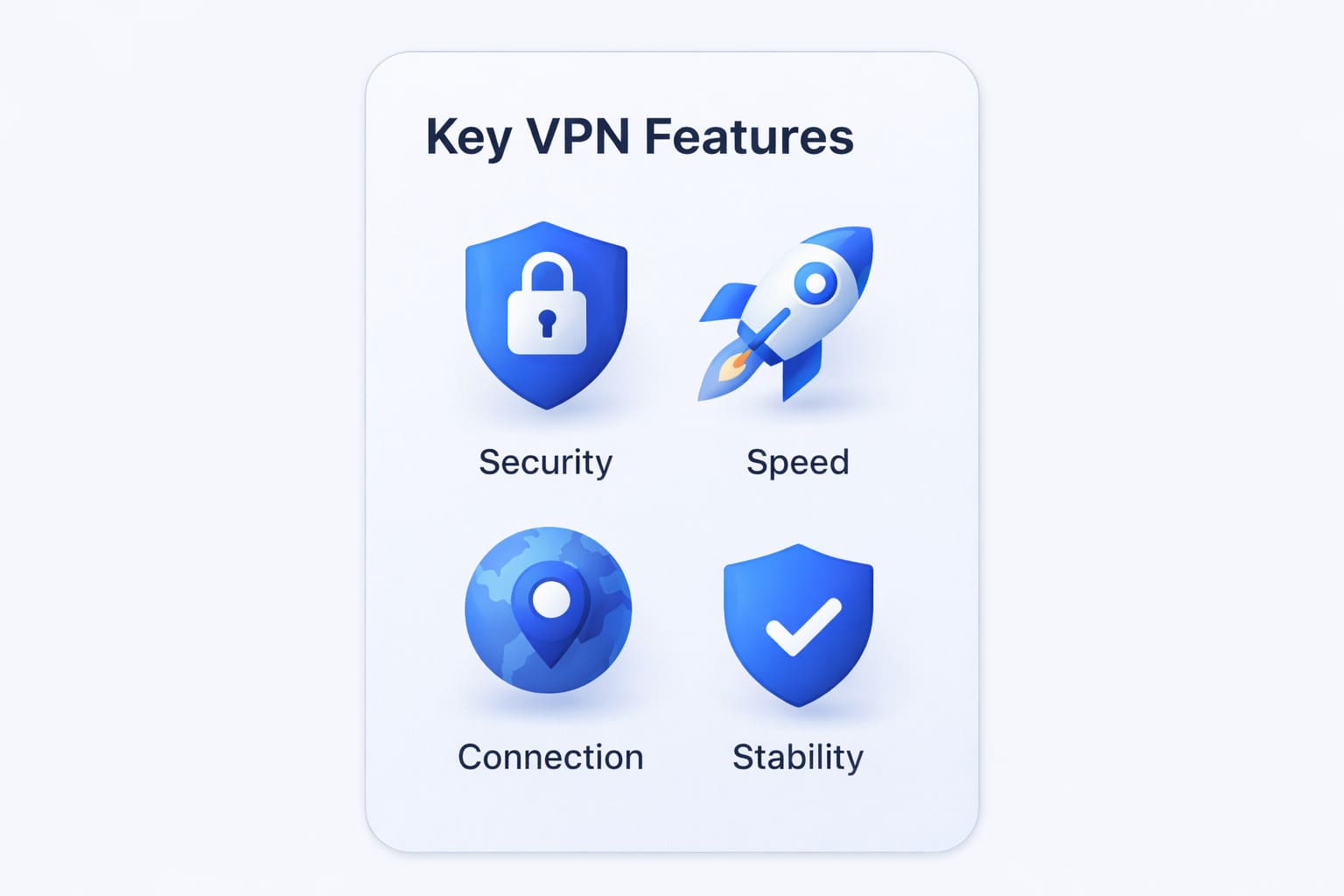 vpn features encryption speed connection stability kill switch illustration