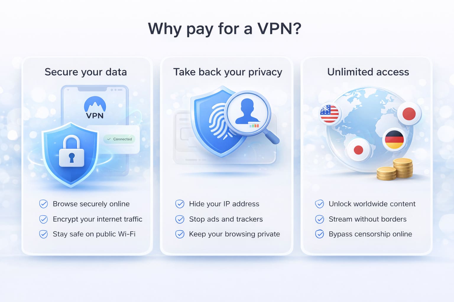 vpn benefits privacy security and global access illustration