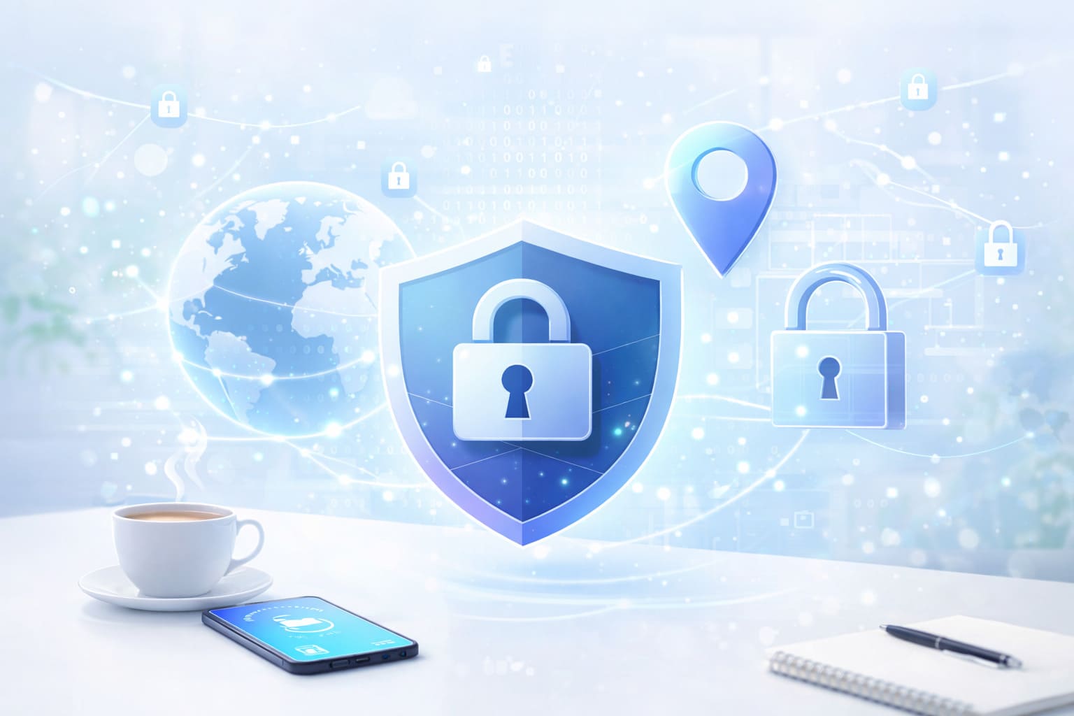 vpn privacy protection shield and encrypted data